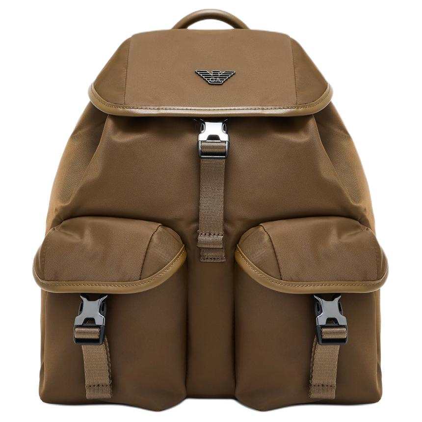 EMPORIO ARMANI Polyamide Backpack Unisex Beige Brown