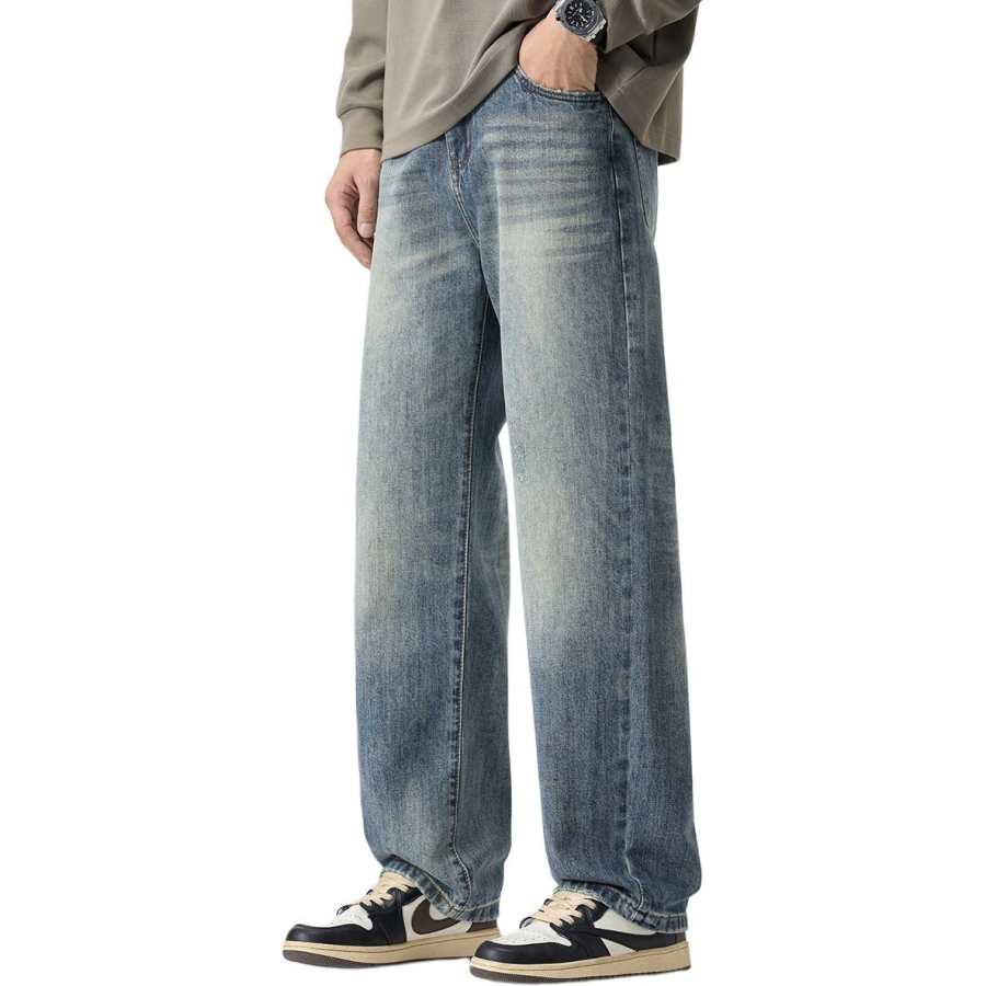 Tonlion Jeans Unisex Blue Tone Moderate Straight Fit Pants