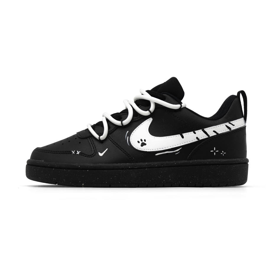 Nike Nike Court Borough Puppy Leather Abrasion Resistant Low top Kids' Skateboarding Shoes Black Teenagers