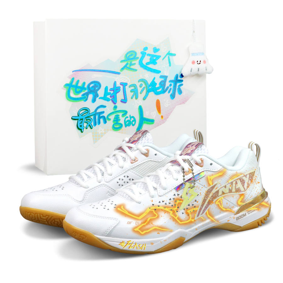 Li-Ning Li Ning Blade Max Cushioning Abrasion Resistant Low top Badminton Shoes Unisex White Gold Yellow