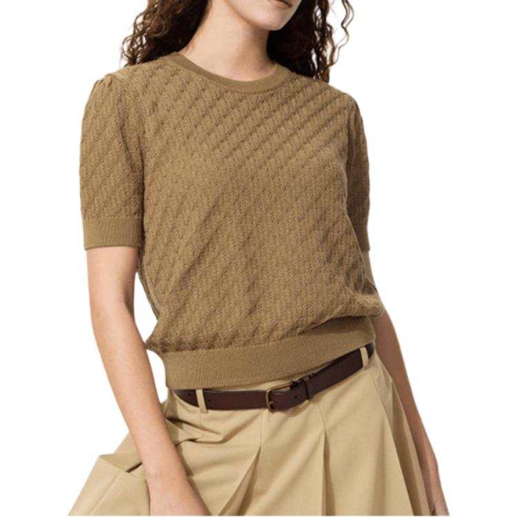 UNIQLO Knitwear Women's 32 Dark Beige Crew Neck Moderate Other