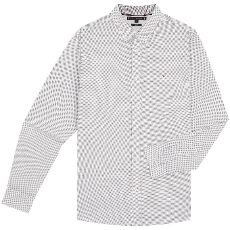 Tommy Hilfiger Shirts Men's White Letter Pattern 0 GZ Lapel Moderate Shirt