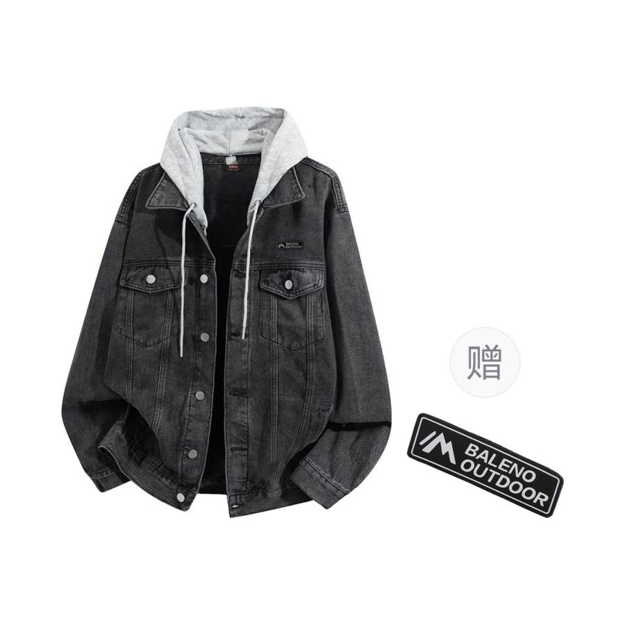 BALENO Denim Jackets Unisex Hooded Moderate Mock Two Piece