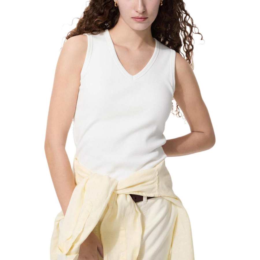 UNIQLO Tank Tops Women's White V Neck Other