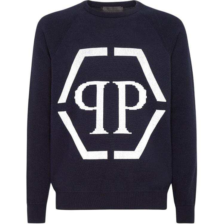 PHILIPP PLEIN Knitwear Men's Blue Crew Neck Moderate Other
