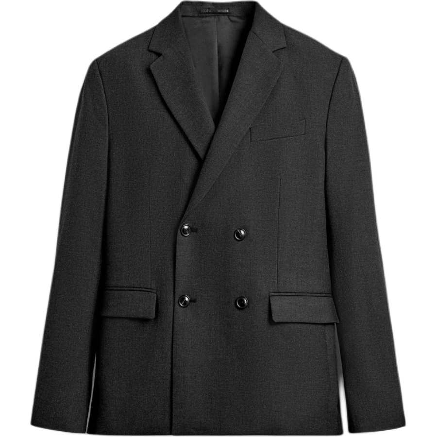 ZARA Business Suits Men's Charcoal Gray Suit Collar Moderate Business Suit