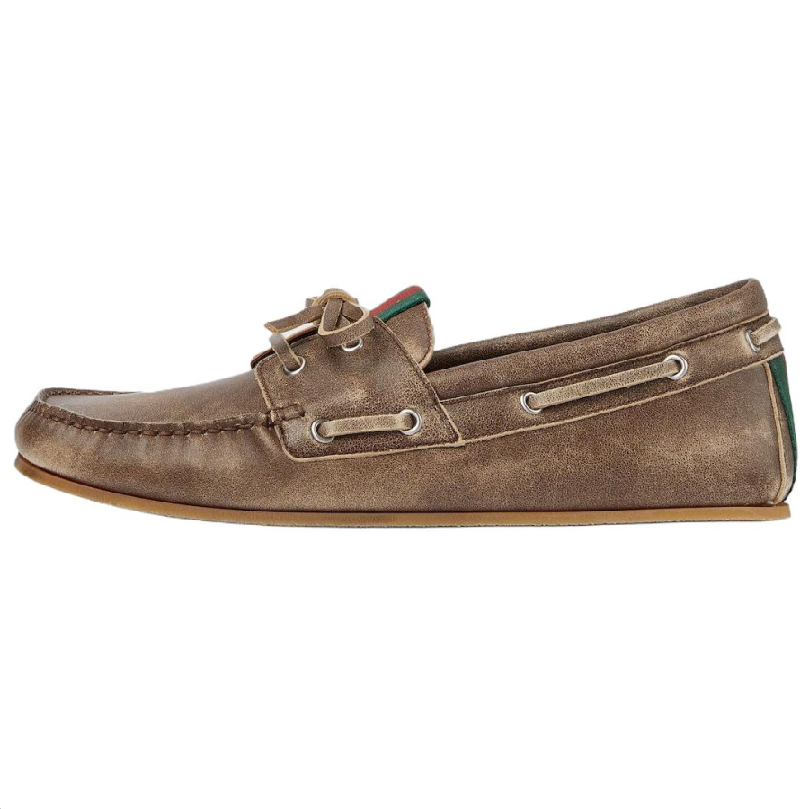GUCCI Casual Leather Shoes Men's Brown