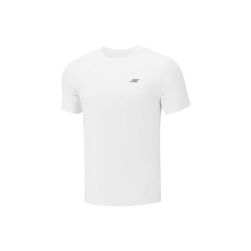 Skechers Quick Dry T Shirts Men's Jade White/01NJ Crew Neck Moderate