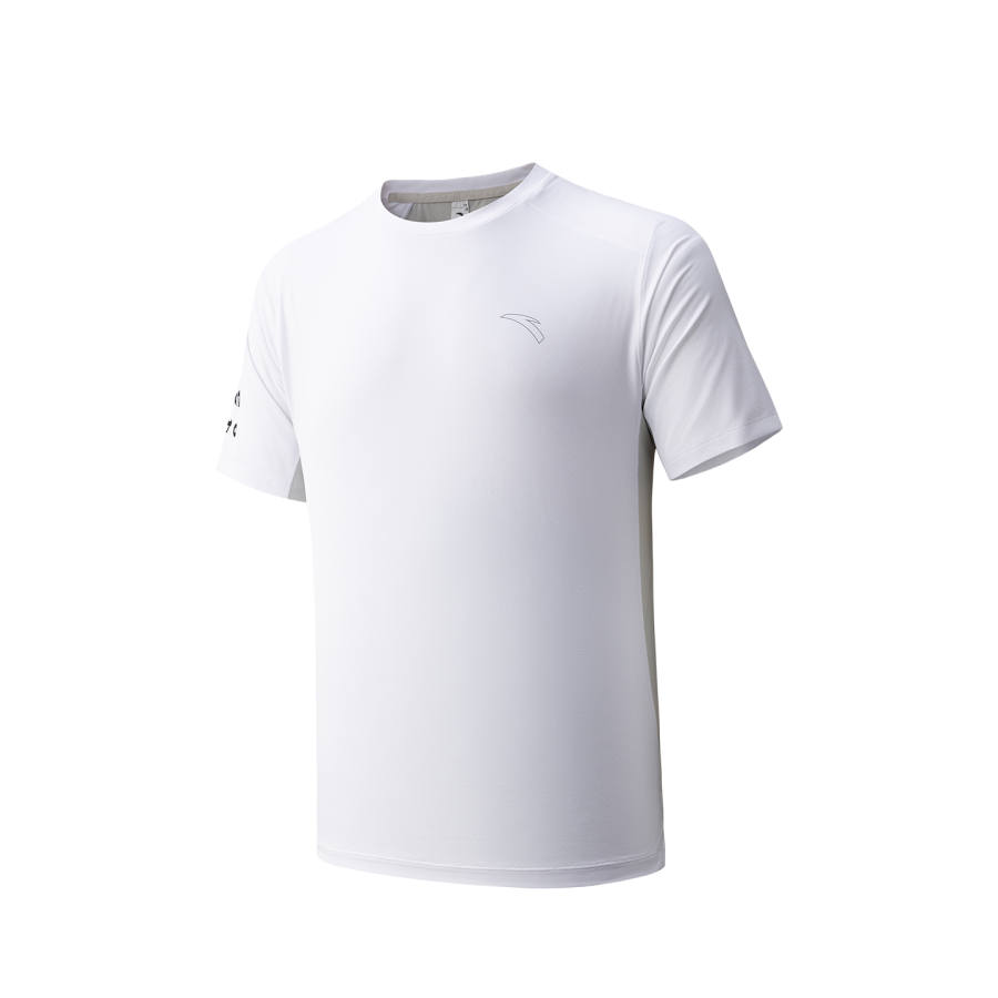 ANTA T Shirts Men's Pure White/Beige Pink Gray 3 Crew Neck Moderate Straight Fit