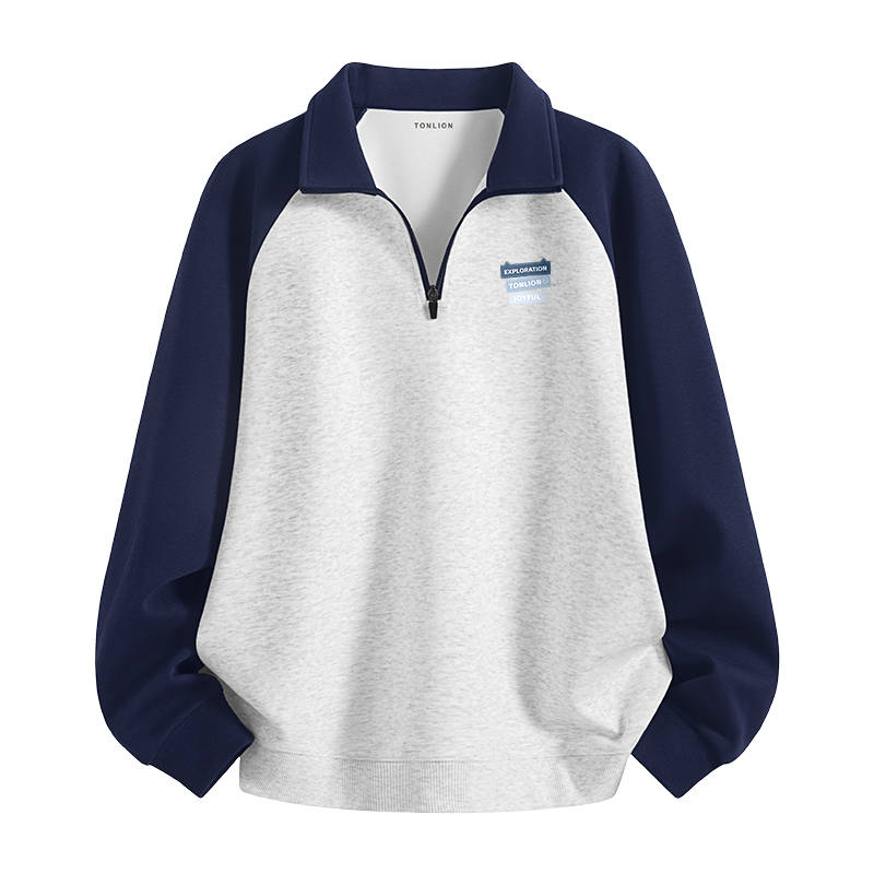 Tonlion Sweatshirts Unisex Stand Collar Moderate Regular