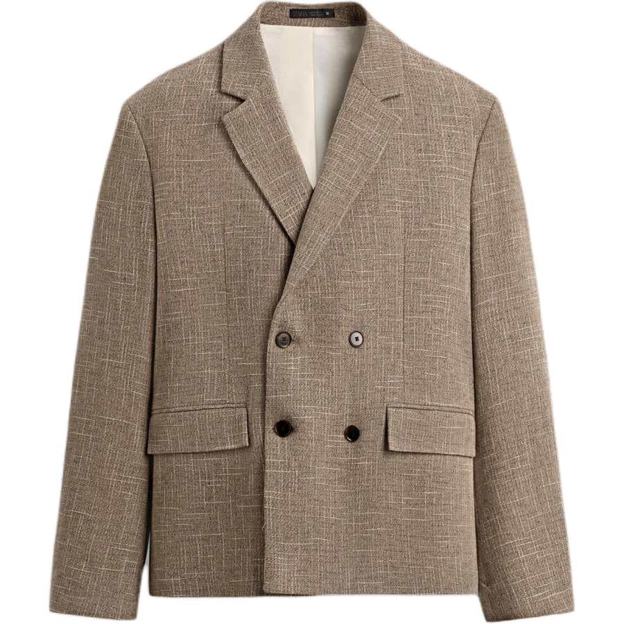 ZARA Business Suits Men's Medium Camel Suit Collar Moderate Business Suit