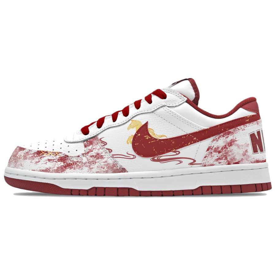 Nike Nike Big Red Mist Cloud Horse Abrasion Resistant Slip Resistant Low top Skateboard Shoes Unisex Red Gray