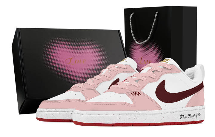 Nike Nike Court Borough Bear Gummies, Heart Box Abrasion Resistant Slip Resistant Low top Skateboard Shoes Unisex Pink White
