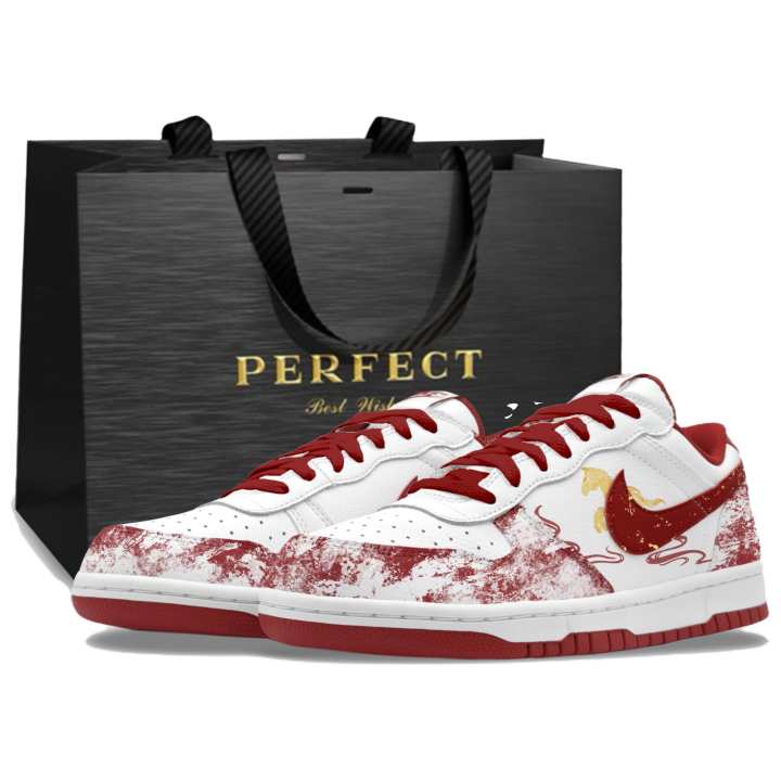 Nike Nike Big Red Mist Cloud, Shopping Bag Abrasion Resistant Slip Resistant Low top Skateboard Shoes Unisex White Gray