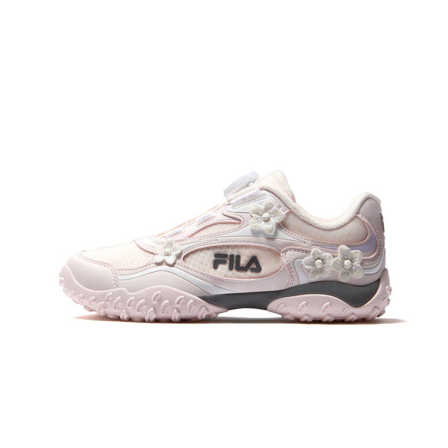 FILA KIDS Heritage FHT Textile, Synthetic Leather Breathable Kids' Running Shoes Cream Pink/Light Purple Pink Kids'