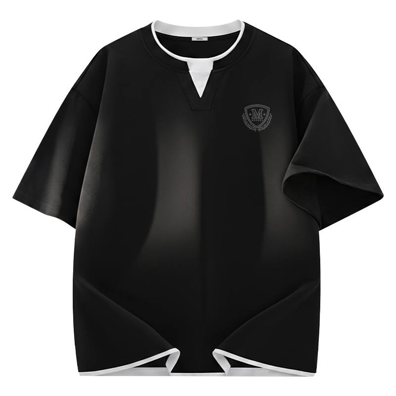 MINISO MINISO T Shirts Unisex Crew Neck Moderate Mock Two Piece