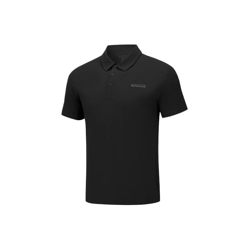 Skechers Polo Shirts Men's Carbon Black/0018 Polo Collar Moderate Straight Fit