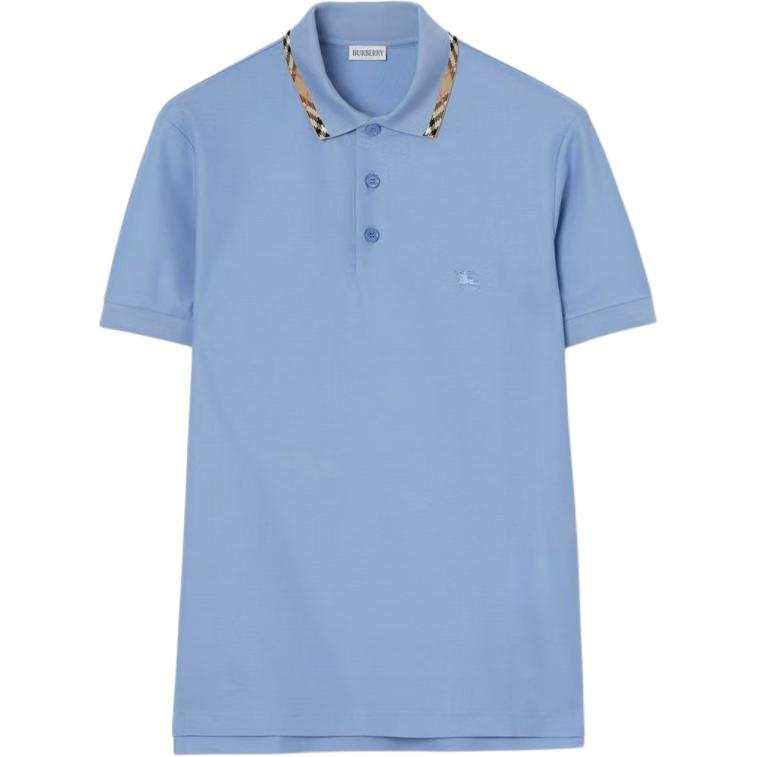 Burberry Ekd Embroidered Checked-Trim Polo Shirt