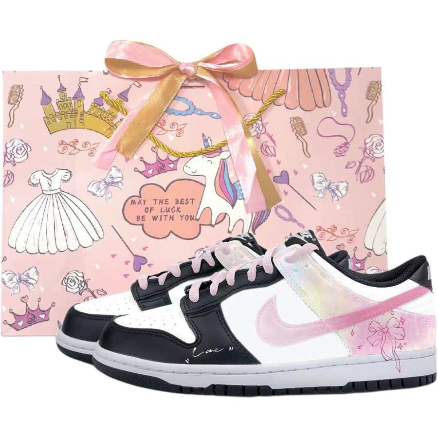 Nike Nike Dunk Low top Skateboard Shoes White Black Pink Teenagers