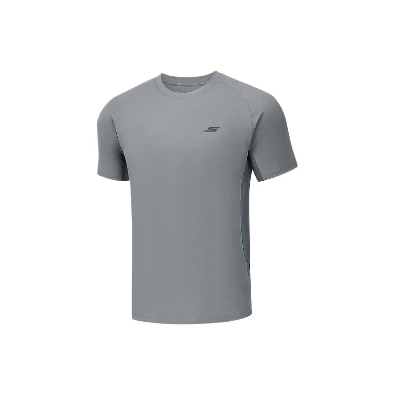 Skechers Quick Dry T Shirts Men's Night Gray Crew Neck Moderate
