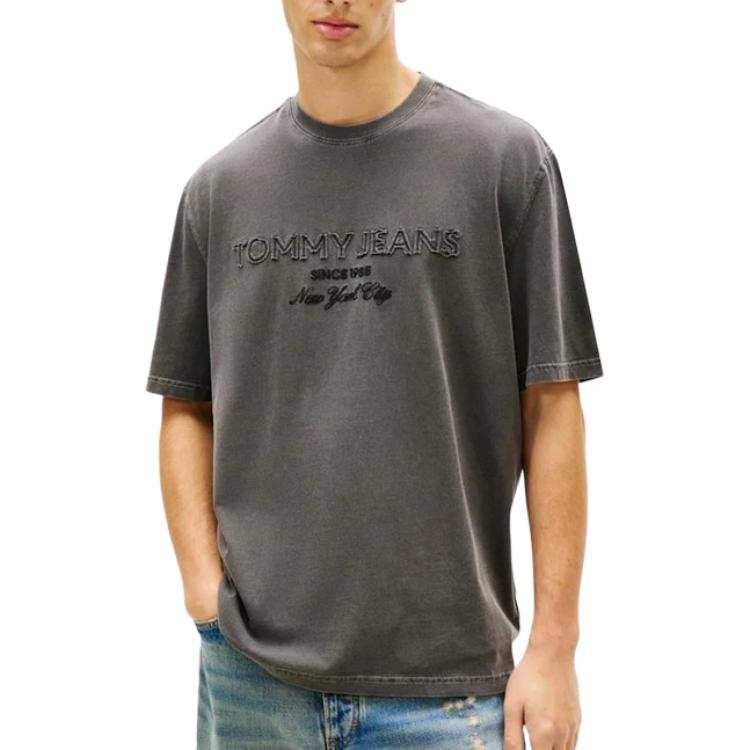 Tommy Hilfiger T Shirts Men's Charcoal Gray Crew Neck