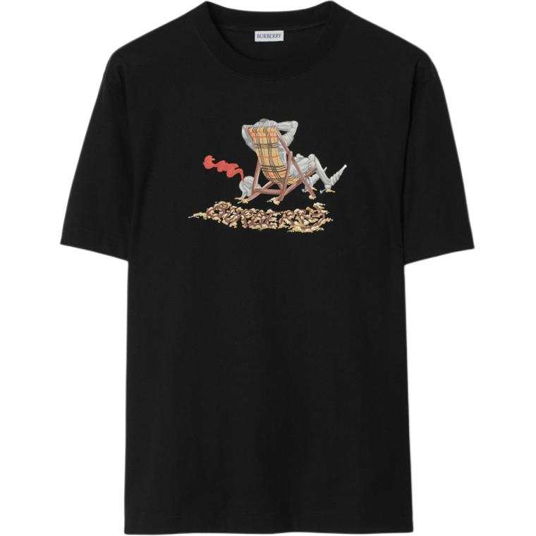 Burberry T Shirts Men's Black Crew Neck Moderate