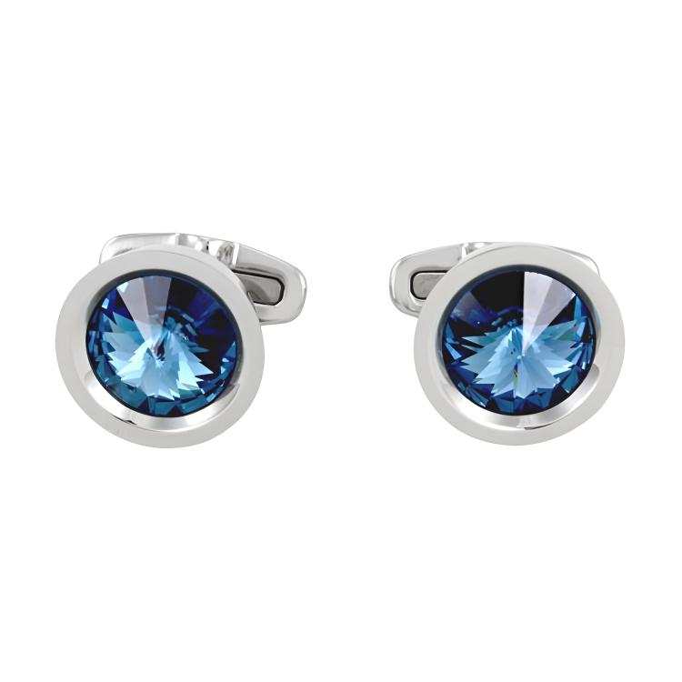 Swarovski Round Versatile Artificial Crystal, Alloy/Silver Plated/Gold Plated Cuff Men's