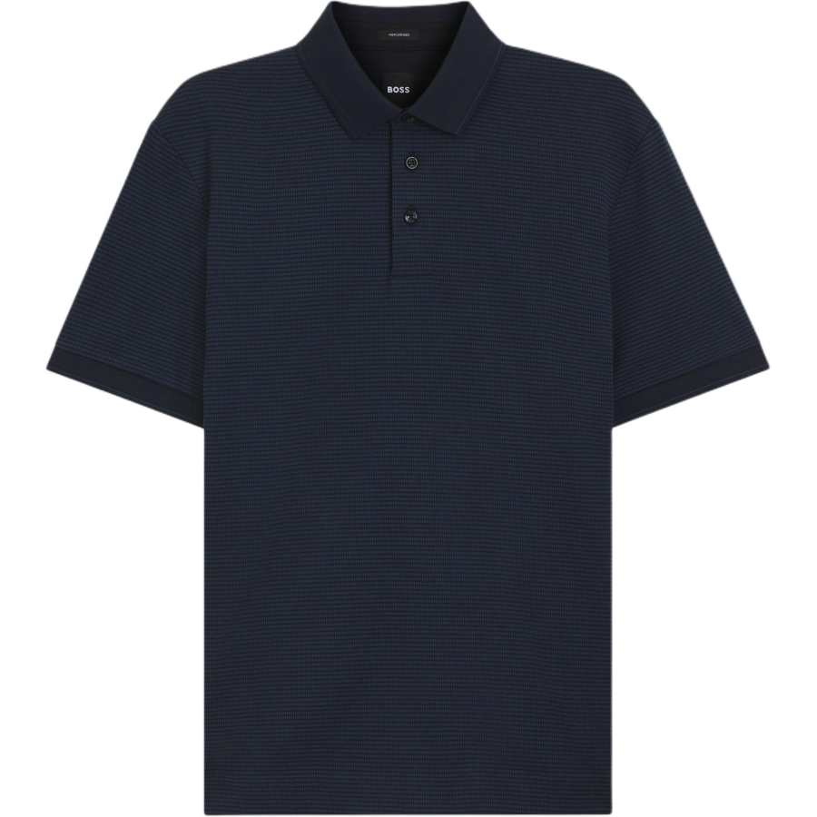 HUGO BOSS Polo Shirts Men's Dark Blue Polo Collar Moderate Straight Fit