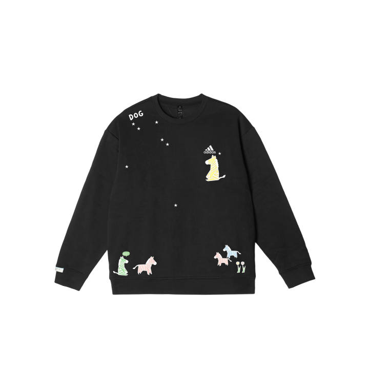 Adidas Adidas LABEL Zebra Collection YMK Individual Print Comfortable Minimalist Style Classic Crew Neck Pullover Fleece Lined