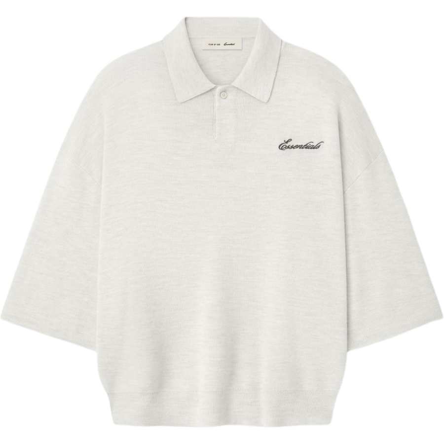 Fear Of God Essentials SS26 SIGNATURE 3/4 SLEEVE 90'S KNIT POLO OATMEAL HEATHER Sweater Unisex