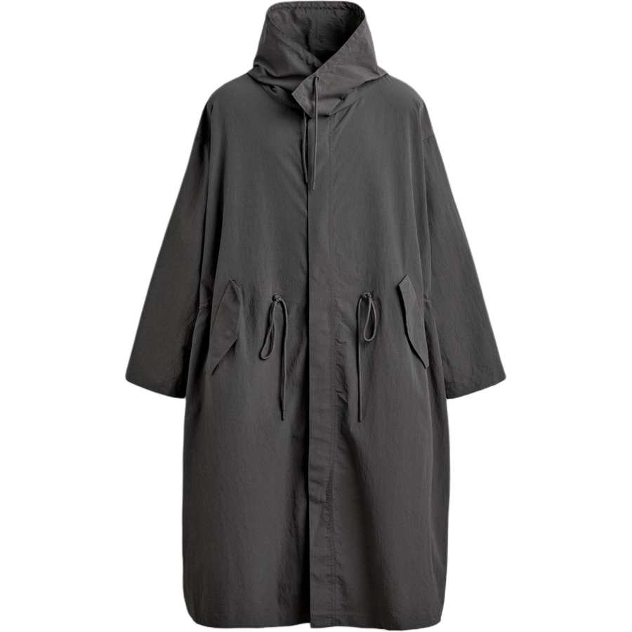 ZARA Parka Coats Men's Medium Gray Hooded Non Detachable Moderate
