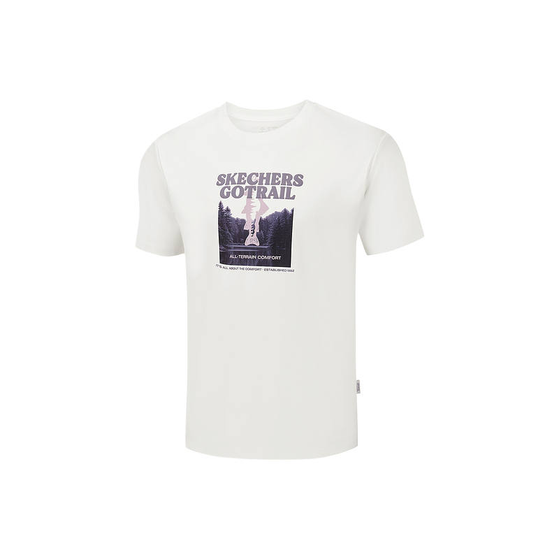 Skechers T Shirts Men's Snow/00QF Crew Neck Moderate Straight Fit