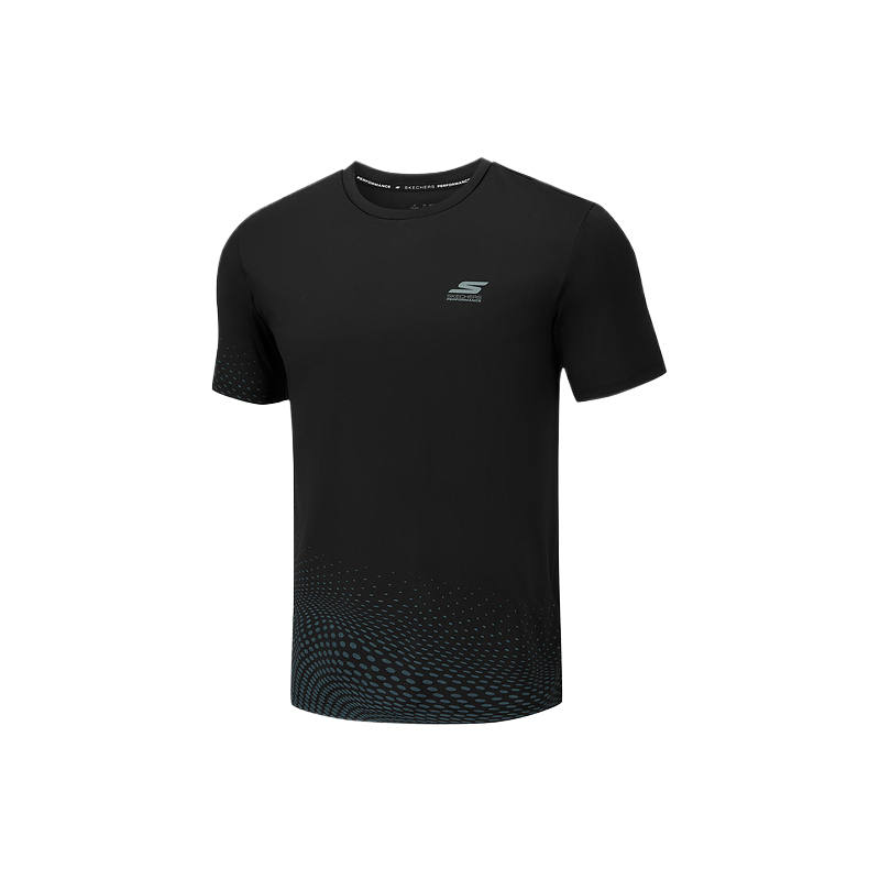 Skechers Quick Dry T Shirts Men's Carbon Black/0018 Crew Neck