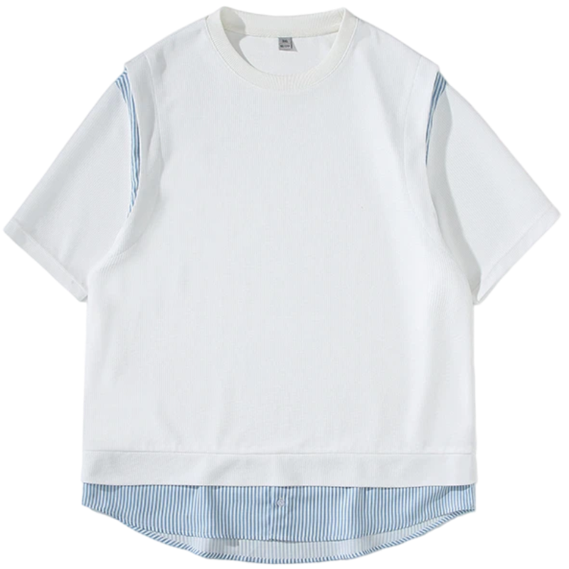 GWAF T Shirts Unisex Crew Neck Thin Mock Two Piece