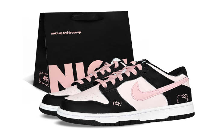 Nike Nike Dunk Low top Kids' Skateboarding Shoes Black Pink Unisex
