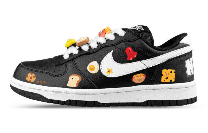 Nike Nike Big Synthetic Leather, Leather Abrasion Resistant Breathable Low top Skateboard Shoes Men's Black White
