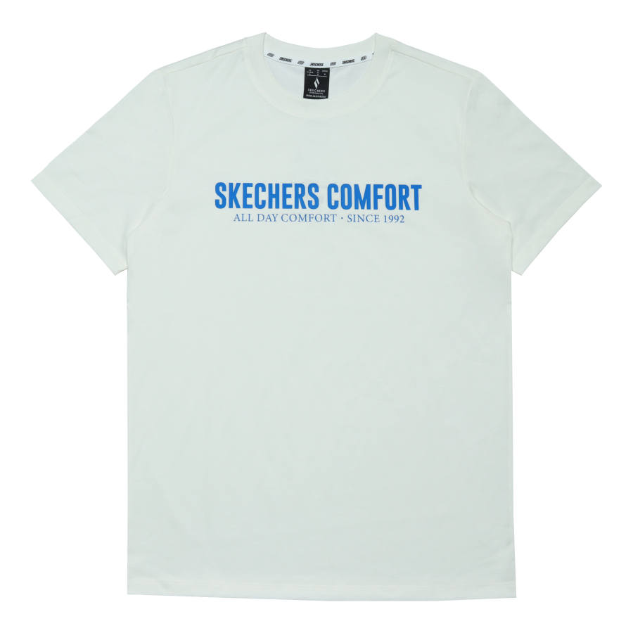 Skechers T Shirts Men's Marshmallow White/0074 Crew Neck