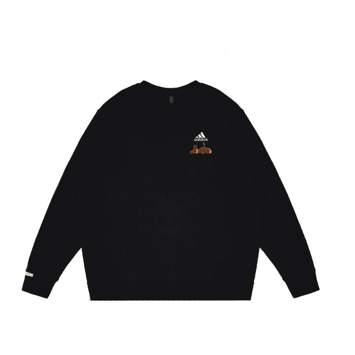 Adidas Adidas LABEL Fleece Lined Loose Fitting Puppy Cute Minimalist Style Youth Everyday Appliqué Crew Neck Long Sleeved