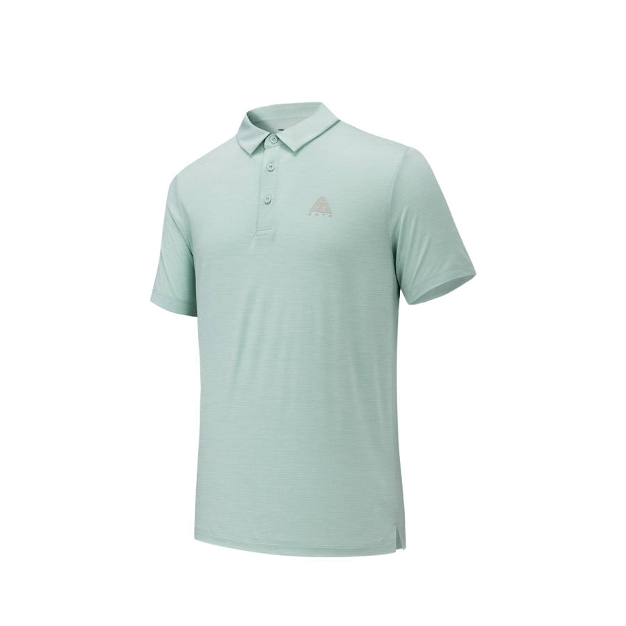 Anta Polo Shirt Men's Rain Clear Green Floral Gray