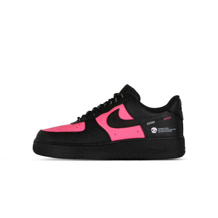 Nike Nike Air Force 1 Little Universe Cushioning Coverage Slip Resistant Low top Skateboard Shoes Unisex Black Pink