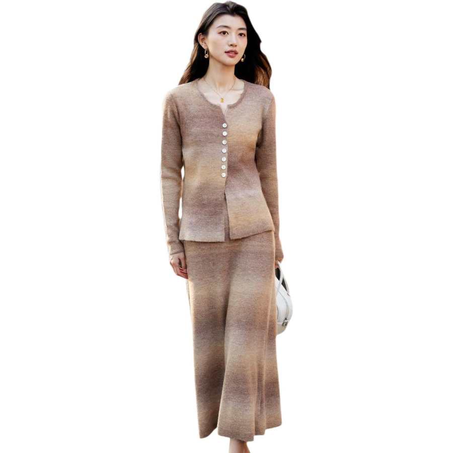 BALENO Two Piece Skirt Sets Women's Crew Neck Moderate Mid Length