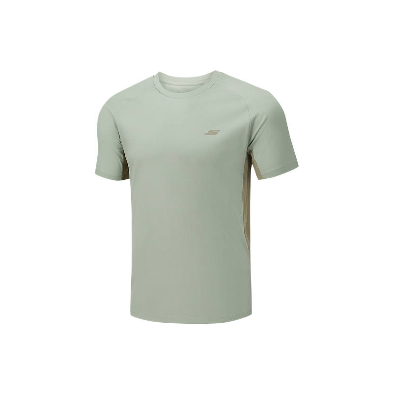 Skechers Quick Dry T Shirts Men's Bean Gray Green/05UT Crew Neck Moderate
