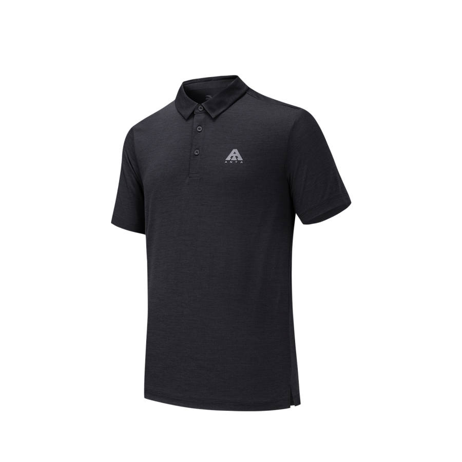ANTA Anta Polo Shirt Men's Basic Black Heather Gray