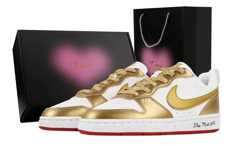 Nike Nike Court Borough Sun God, Heart Box Abrasion Resistant Slip Resistant Low top Skateboard Shoes Unisex Gold