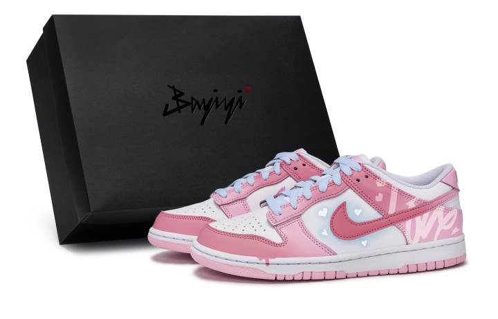 Nike Nike Dunk 811 Manufacturing, Heartbeat Spectrum, Special Shoe Box Low top Skateboard Shoes Unisex White Pink Blue