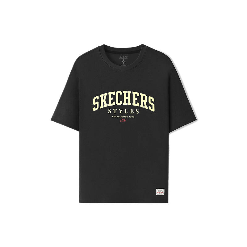 Skechers T Shirts Men's Carbon Black/0018 Crew Neck Moderate Straight Fit