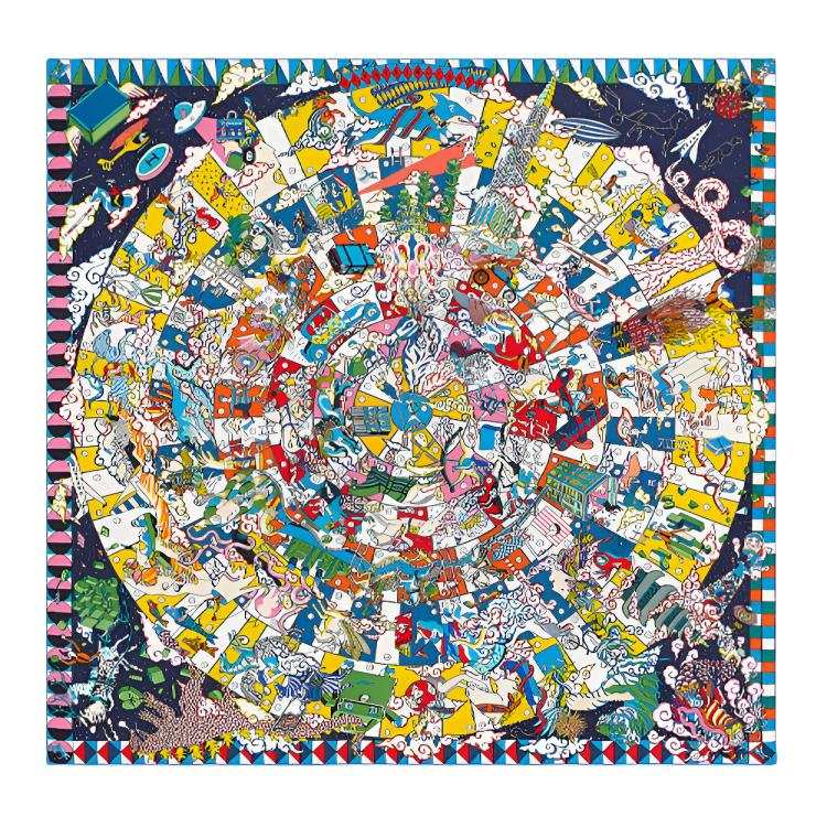 HERMES HERMES Scarves Unisex Blue Yellow/Multicolor