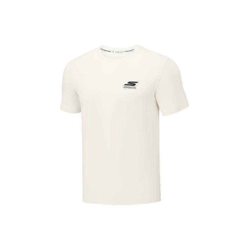 Skechers Quick Dry T Shirts Men's Marshmallow White 0074 Crew Neck