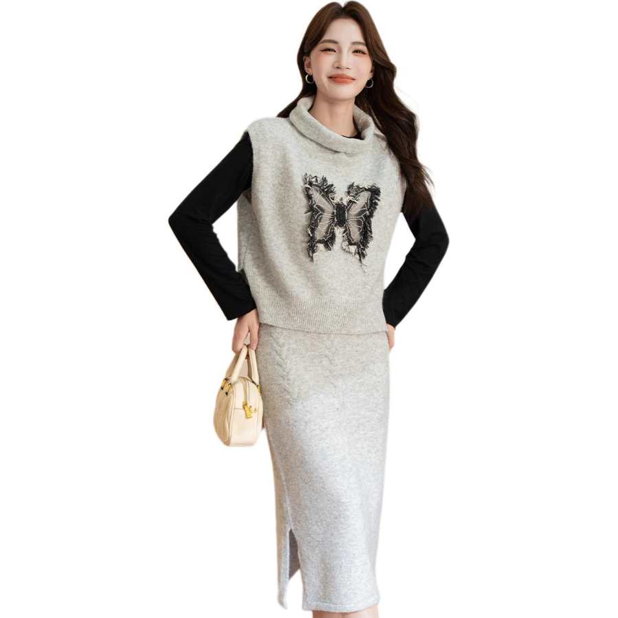 BALENO Two Piece Skirt Sets Women's Turtleneck Moderate Long