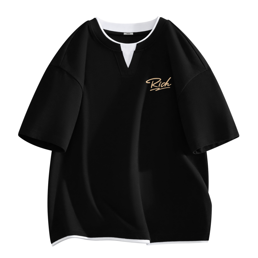 MINISO T Shirts Unisex Crew Neck Moderate Mock Two Piece